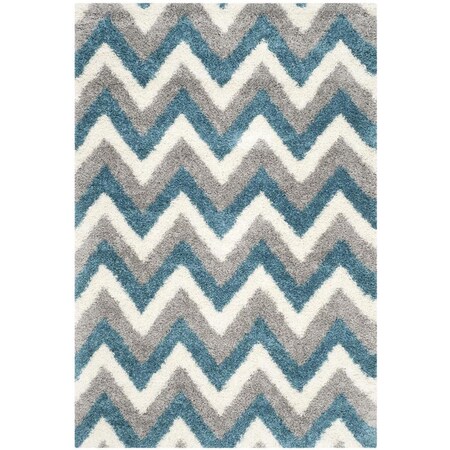 Safavieh Shag Kids Power Loomed Rectangle RugIvory & Blue 4 x 6 ft. SGK568C-4